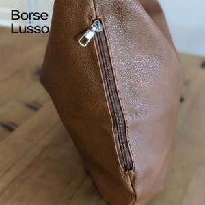 Sac à bandoulière en cuir, sac hobo marron, sac à main en cuir de tous les jours, sac fourre-tout pour femme, sac noir bordeaux vert gris bleu marine, fourre-tout en cuir souple image 3