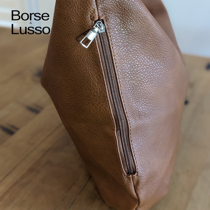 Leather Shoulder Bag, Brown Hobo Bag, Everyday Leather Purse, Tote Bag for Women, Black Burgundy Green Grey Navy Bag, Soft Leather Tote image 3