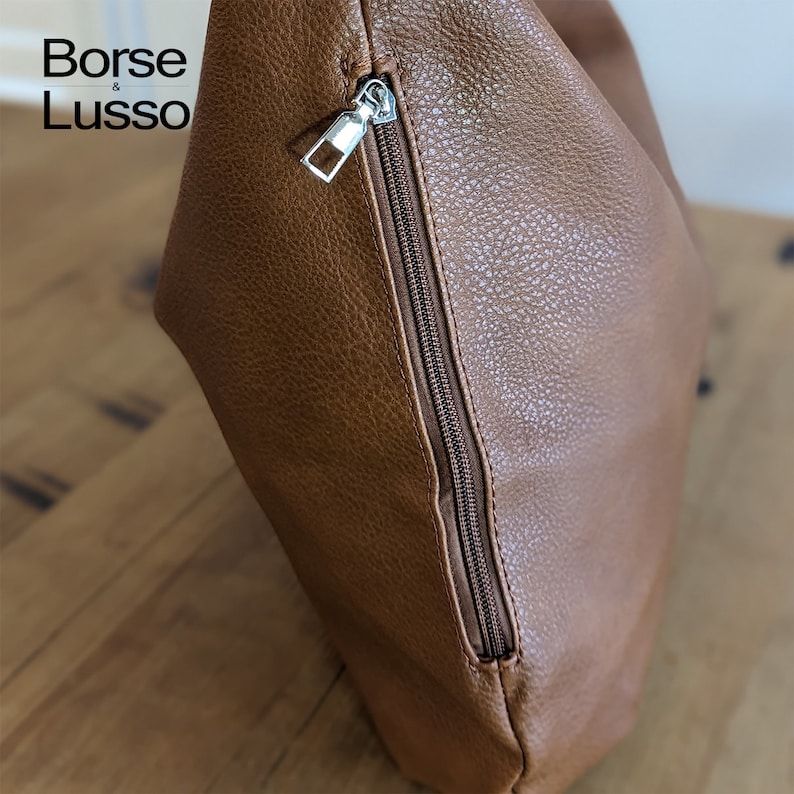 Sac à bandoulière en cuir, sac hobo marron, sac à main en cuir de tous les jours, sac fourre-tout pour femme, sac noir bordeaux vert gris bleu marine, fourre-tout en cuir souple image 3