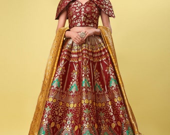 Indian Wedding Banarasi silk woven design Lehenga Choli for Women, Ready to wear lehenga choli Navratri Special Dress