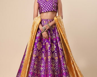 Indian Wedding Banarasi silk woven design Lehenga Choli for Women, Ready to wear lehenga choli Navratri Special Dress