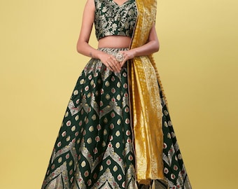 Indian Wedding Banarasi silk woven design Lehenga Choli for Women, Ready to wear lehenga choli Navratri Special Dress