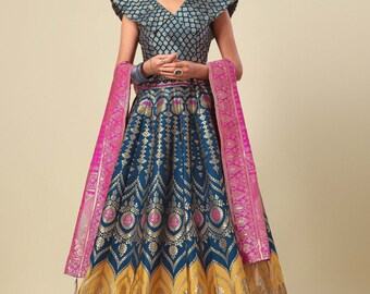 Indian Wedding Banarasi silk woven design Lehenga Choli for Women, Ready to wear lehenga choli Navratri Special Dress