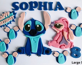 Edible Fondant Stitch Body Face Cake Topper Fondant Sugar Paste Decorations