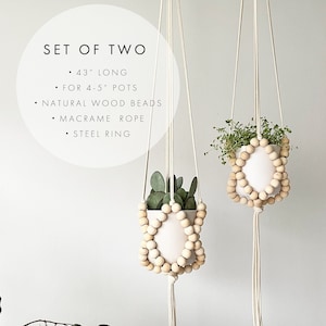 Set of 2 Minimalist Beaded Plant Hanger