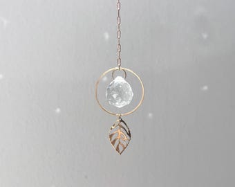 Car Suncatcher Crystal  Gold Leaf Rearview Mirror Charm | Mini Suncatcher | Gift for Her