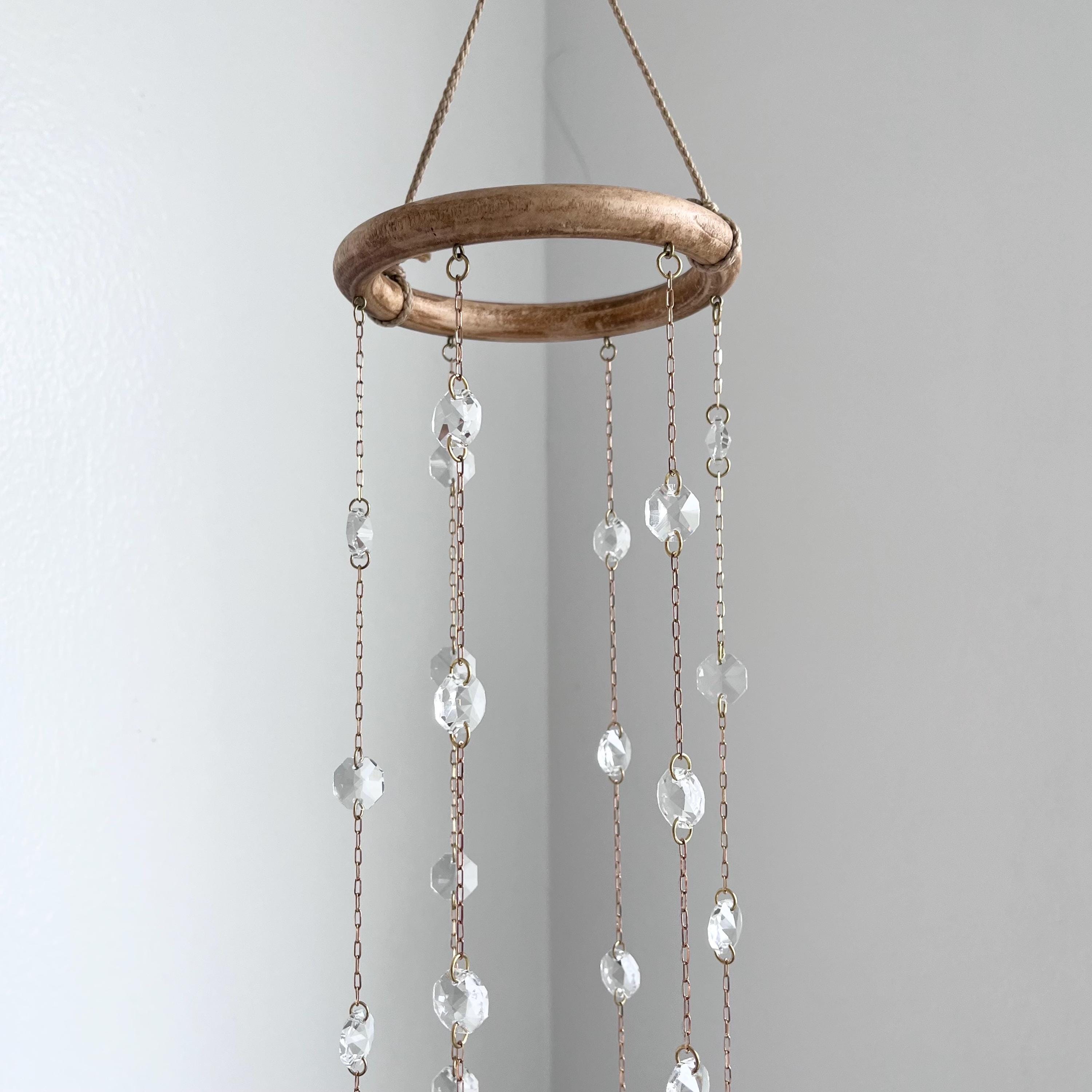 Crystal Suncatcher | Wooden Ring Rainbow Maker | Minimal Boho Window ...