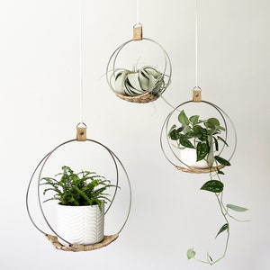 Eco Friendly Plant Hanger, Hoop Plant Hanger, (Natural x Silver), Gift for plant lover