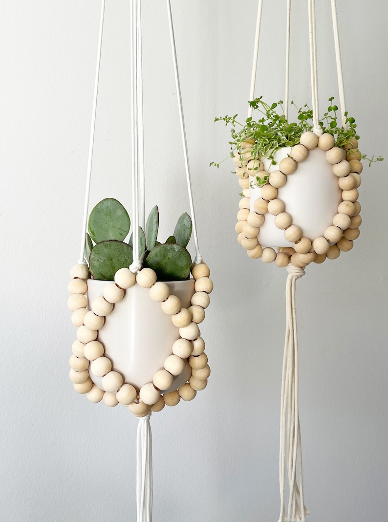 Minimalist Beaded Plant Hanger image 1