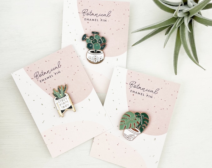 Botanical Enamel Pin | Monstera, Cactus Plant Lover Gift