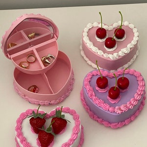 Cake heart jewelry box | fake cake | cherry cake | strawberry cake | birthday cake | Vintage decor | y2k aesthetic home decor | storage