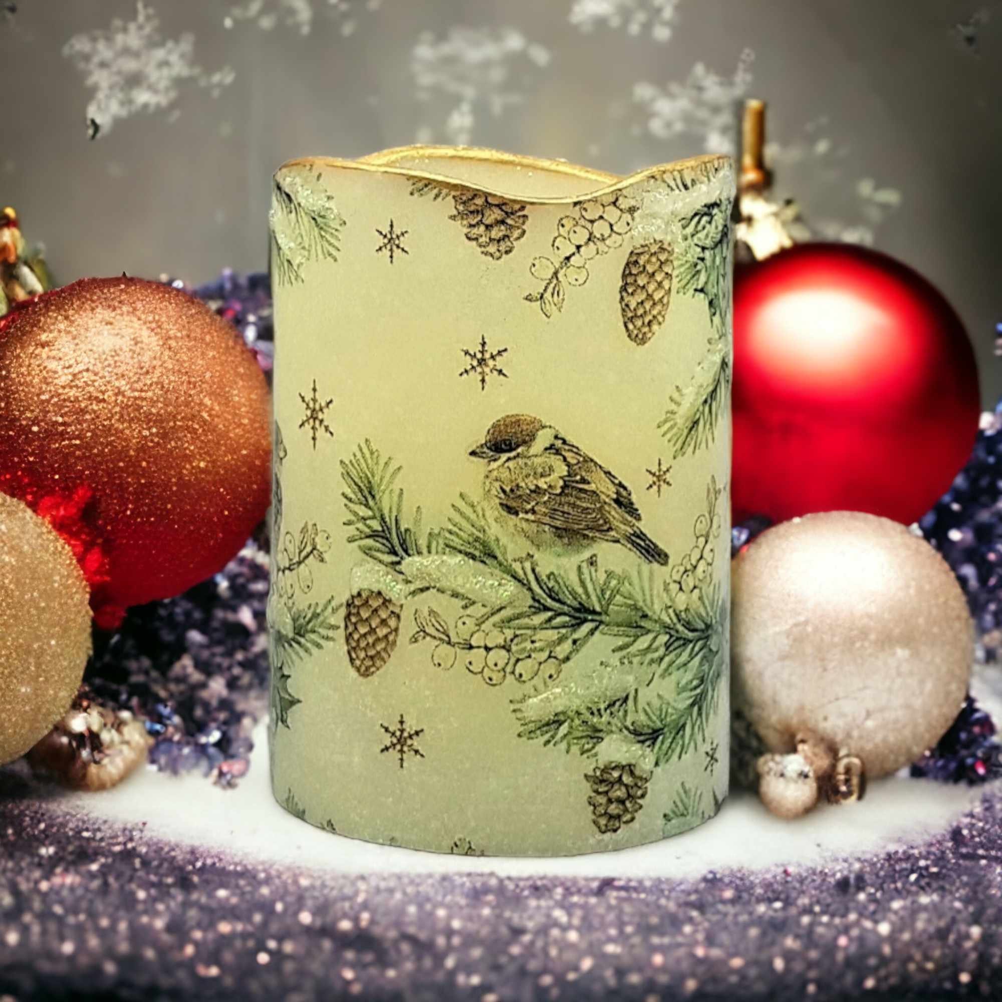 Christmas LED Candles Festive Winter Birds Flameless Scented Etsy UK