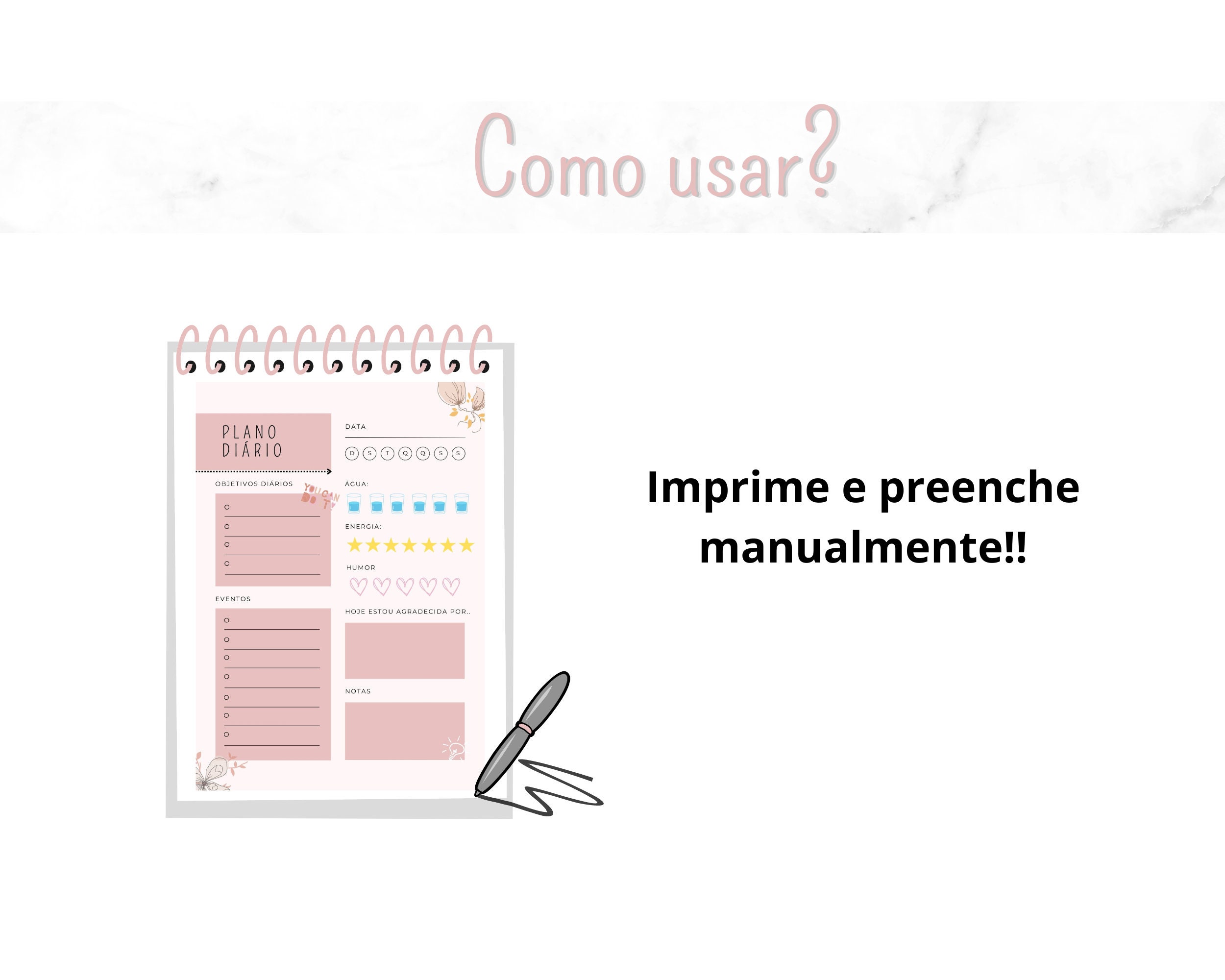 Plano Diário Em Português PT/BR Daily Planner Printable Etsy