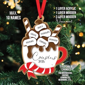 Personalized Cousins Christmas Ornament: Custom Wood or Acrylic Keepsake