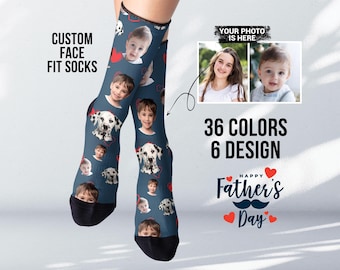 Custom Face Socks, Personalized Photo Gift for Dad