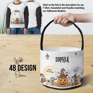 Custom Kids Halloween Basket, Boy & Girl Halloween Basket, Halloween Tote, Spooky Candy Bucket, Personalized Halloween Basket With Name Bag