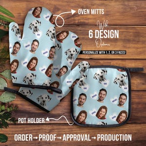 Custom Face Oven Mitt & Pot Holder Set: Personalized Kitchen Gift