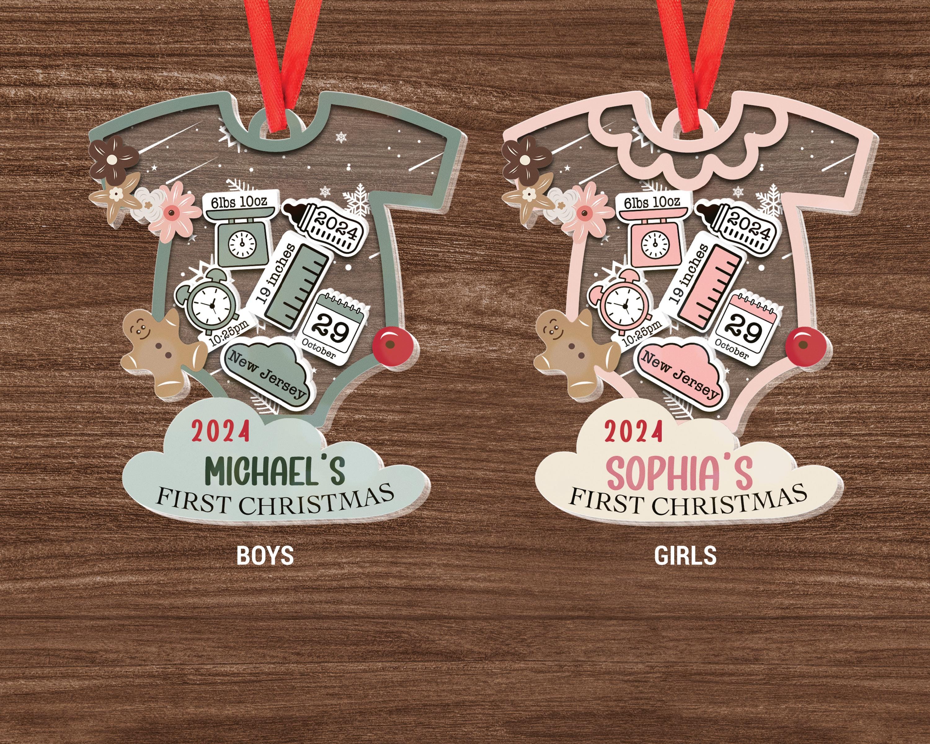 Baby&#39;s First Christmas Ornament, Baby 1st Christmas Ornament, 3 Layer Shake Ornament, Baby Name Ornament, Baby Announcement Ornaments