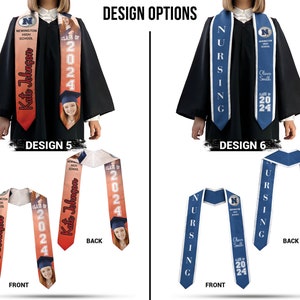 Custom Stole With Photo, Graduation Sash, Your School Colors, Name and Photo Stole, Double-Sided Graduation Sash, Personalized College Stole image 4