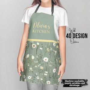 Personalized Floral Apron: Custom Cooking Chef Gift