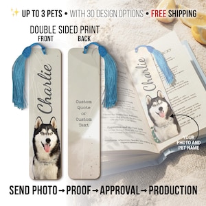 Custom Pet Photo Bookmark – Personalized Wood or Acrylic with Tassel – Pet Memorial Gift, Book Lover Gift, Double Sided Keepsake