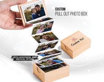 Álbum de fotos personalizado, álbum de fotos extraíble de madera, caja de fotos de boda y familia, álbum de fotos de bebé, regalo de aniversario, caja de fotos de acordeón