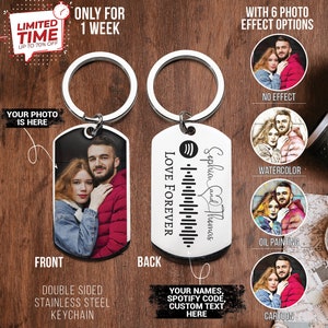 Personalized Photo Spotify Code Keychain: Engraved Stainless Steel Music Gift