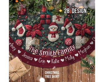 Gonna per albero di Natale personalizzata per la famiglia, decorazione natalizia personalizzata a forma di pupazzo di neve, regalo ricordo