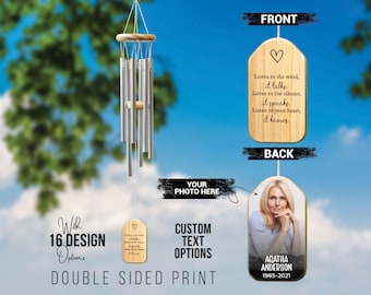 Personalized Memorial Wind Chime with Photo: Sympathy Gift