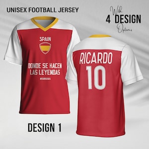Gepersonaliseerd voetbalshirt Spanje, T-shirt Spanje Euro 2024, aangepaste naam en nummer Spanje voetbal T-shirt uniseks