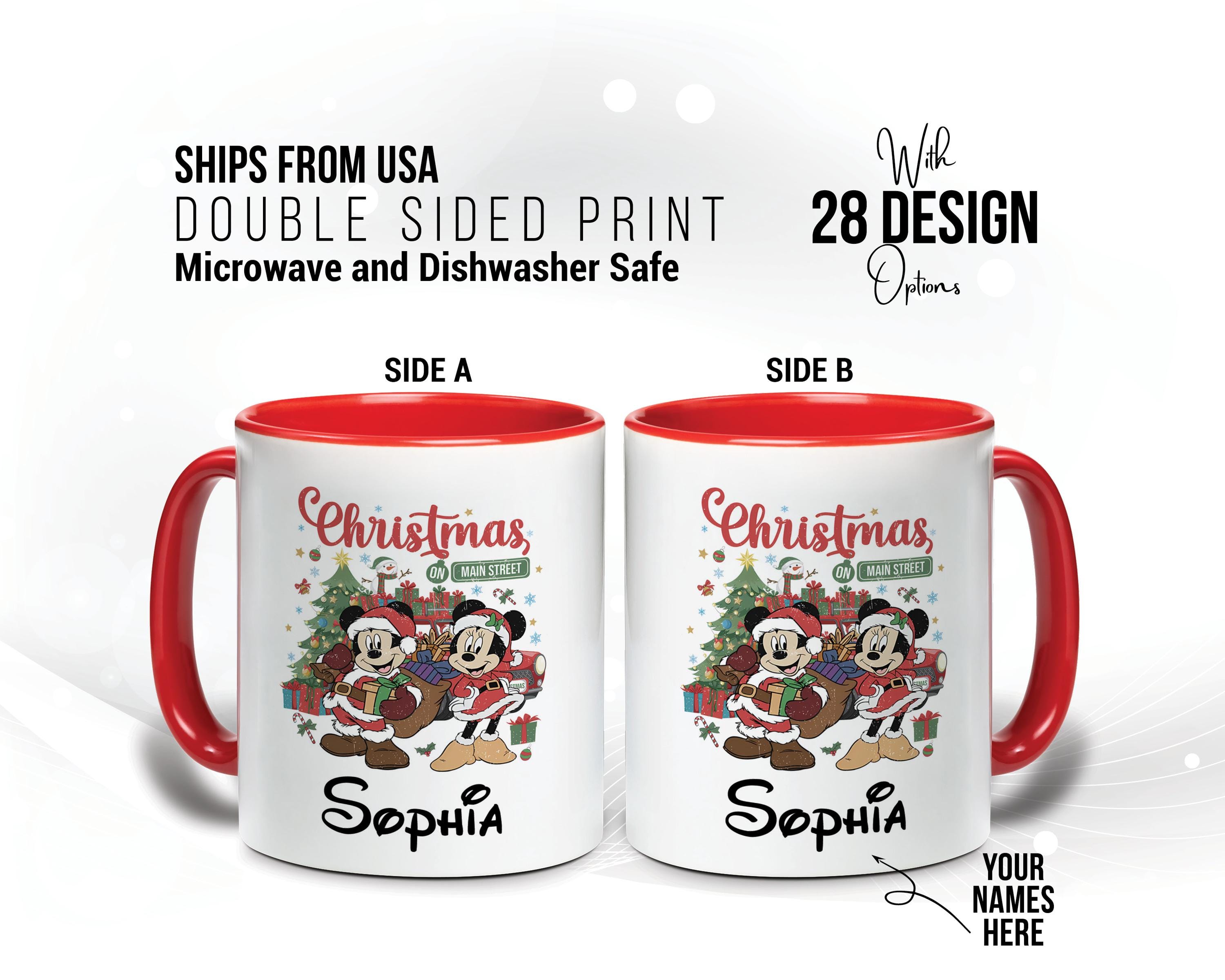 Disney Christmas Mug, Custom Disney Holiday Coffee, Christmas Gift, Christmas Stocking Stuffer, Christmas Decor Mug, Minnie and Mickey Mug