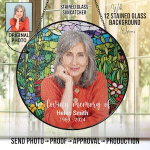 Custom Stained Glass Photo Suncatcher: Memorial Remembrance Gift