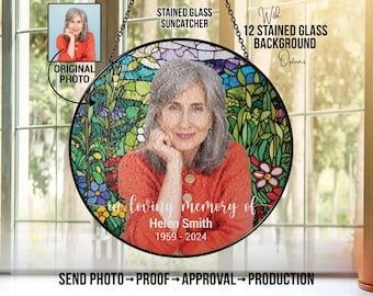 Custom Stained Glass Photo Suncatcher: Memorial Remembrance Gift