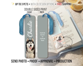 Personalized Pet Photo Bookmark: Custom Dog, Cat Memorial Gift