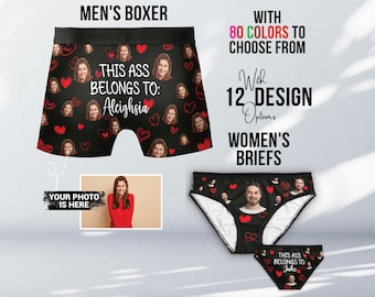 Custom Photo Underwear, Personalized Boxers, This Ass Belong To Name, Funny Men&Women Underwear, Boxer Face Short, Couples Gift, Funny Gift