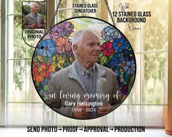 Custom Stained Glass Photo Suncatcher: Memorial Remembrance Gift