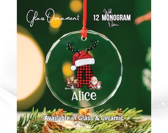 Personalized Ceramic or Glass Initial Christmas Ornament