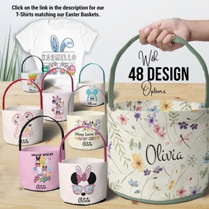 Personalized Easter Basket: Custom Fabric Tote, Spring Flower Basket