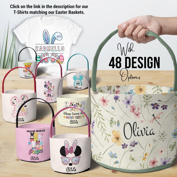 Custom Kids Easter basket, Boy & Girl Easter Basket, Easter Tote, Flower Spring Basket, Personalized Easter Basket, Easter Basket With Name
