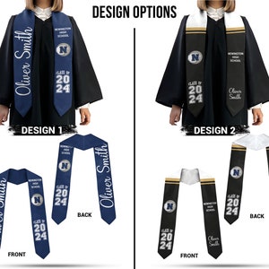 Custom Stole With Photo, Graduation Sash, Your School Colors, Name and Photo Stole, Double-Sided Graduation Sash, Personalized College Stole image 2