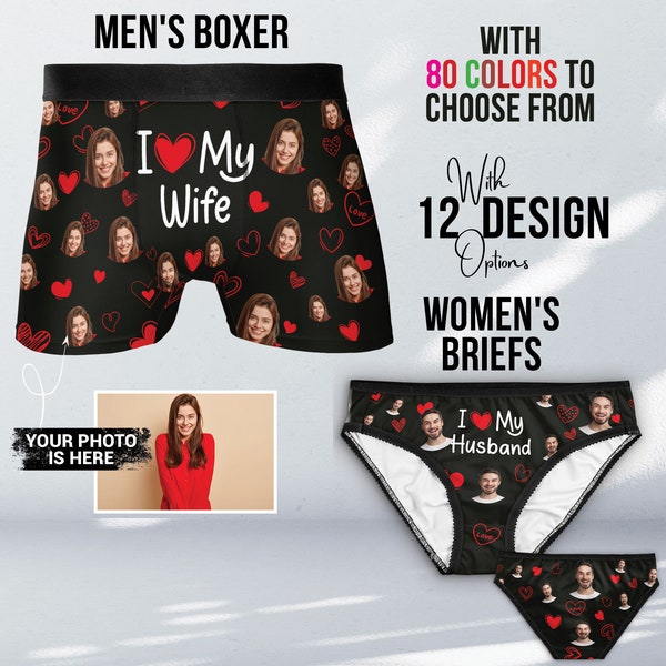 Underwear With Face On Them, Men Woman Boxer, Custom Face Boxers, Mens&Womens Boxers, Funny Gifts, Personalized Boxers, I Love My Wife Boxer