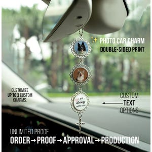 Custom Pet Photo Car Charm: Memorial Rearview Mirror Keepsake