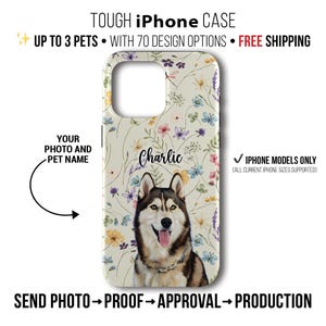 Personalized Pet Memorial iPhone Case: Dog or Cat Photo, Tough Phone Cover