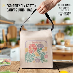 Back to School Personalized Lunch Tote, Canvas Bag for Students & Teachers