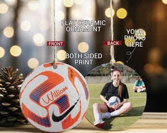 Personalized Soccer Ornament, Custom Player Photo, Christmas Keepsake