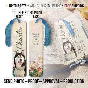 Custom Pet Bookmark with Name and Photo – Personalized Acrylic or Wooden Bookmark with Tassel – Memorial Gift for Pet Owners and Book Lovers