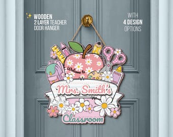 Personalized Teacher Door Hanger: Custom Wooden Classroom Sign