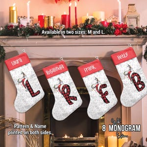 Medias navideñas personalizadas, medias navideñas con letras personalizadas, medias con nombre y iniciales de la familia, medias navideñas con monograma, regalo de Navidad