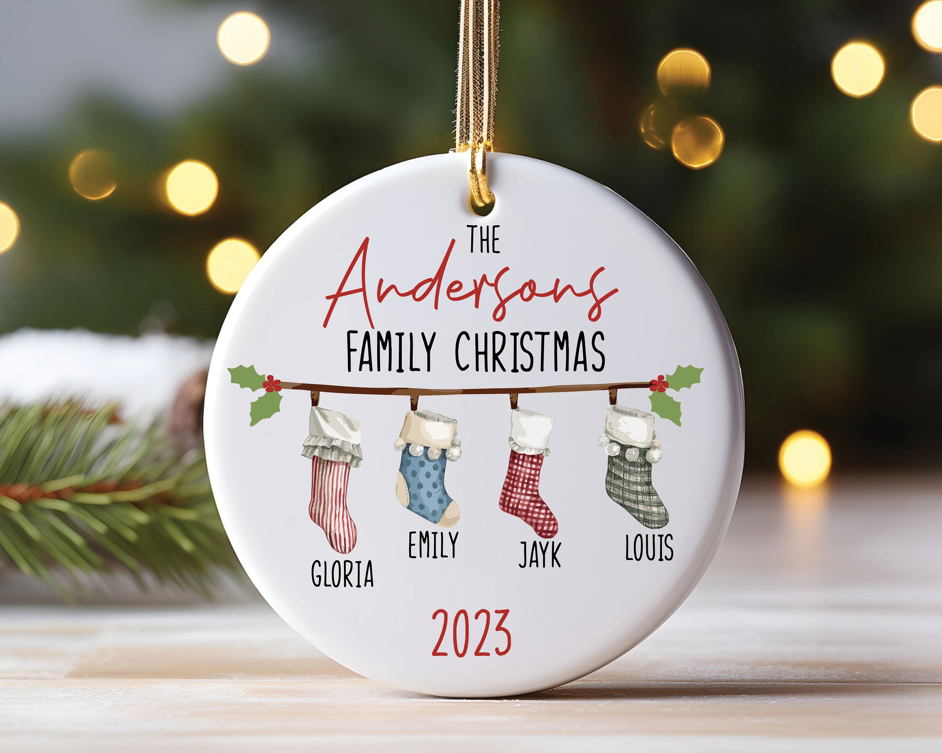 Custom Family Christmas Ornament, Xmas Socks Ornament, Family Keepsake, Personalized Christmas Bauble, Family Gift, Xmas Family Decoration 1