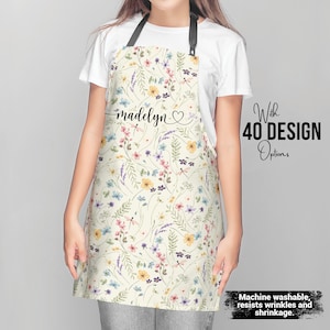 Personalized Floral Apron: Custom Cooking Chef Gift